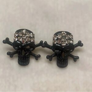 Source Unknown Black and Silver Skull Earrings